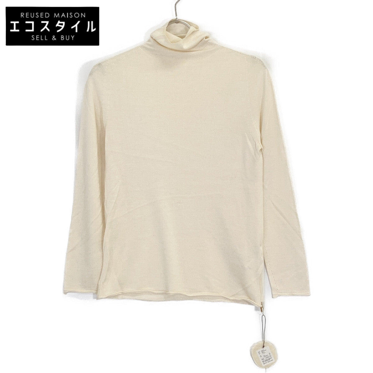 TOYOBOSHI Itoi AMARA 09IT-SC0002 Ivory Silk-Cashmere Turtleneck Knit Tops