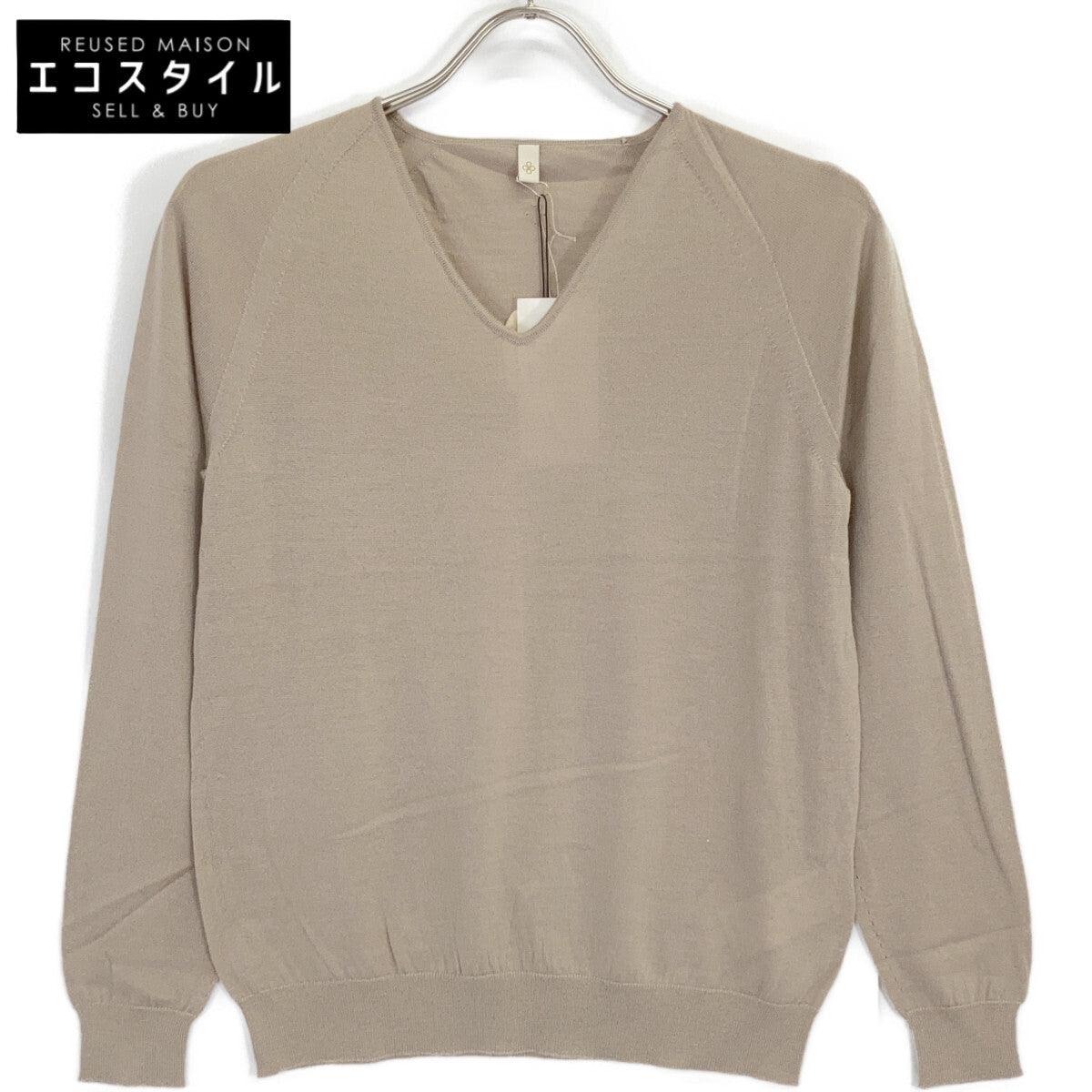 Ito-i KIKU 09IT-WC0001 Beige Wool-Cashmere V-Neck Knit Top 1 Ladies