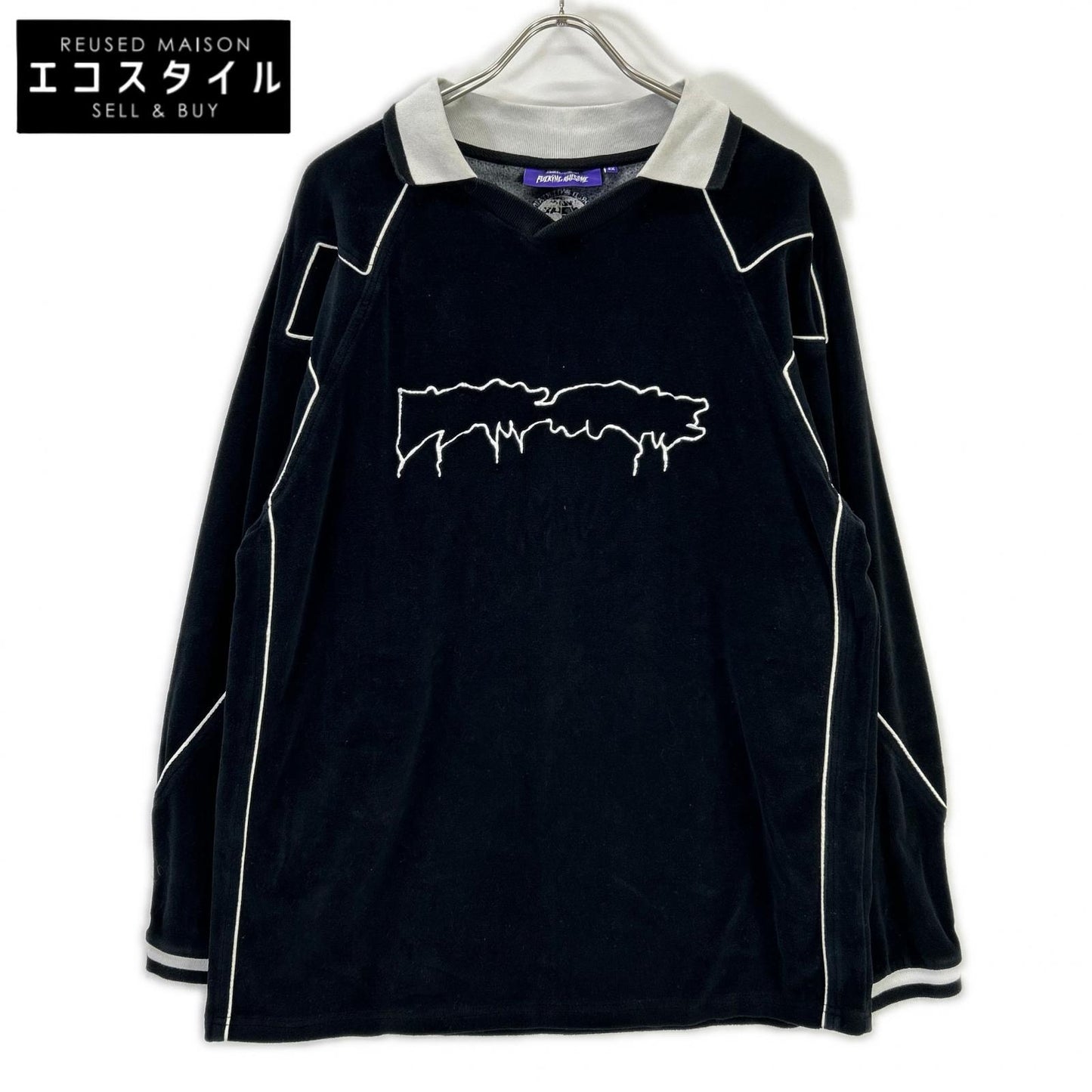 FUCKING AWESOME ファッキンオーサム ブラック ベロア Valour Soccer Jersey プルオーバー トップス