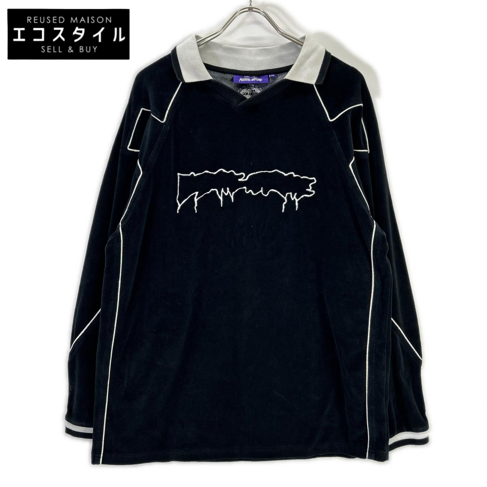 FUCKING AWESOME ファッキンオーサム ブラック ベロア Valour Soccer Jersey プルオーバー トップス