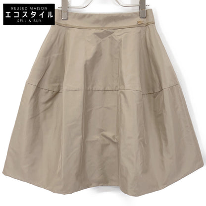 33308 Beige 100% Silk Ladymacaron Skirt Skirt 38 Women's