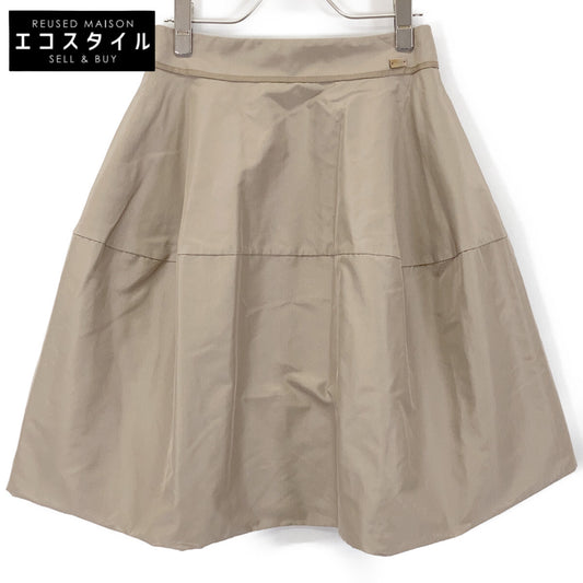 33308 Beige 100% Silk Ladymacaron Skirt Skirt 38 Women's