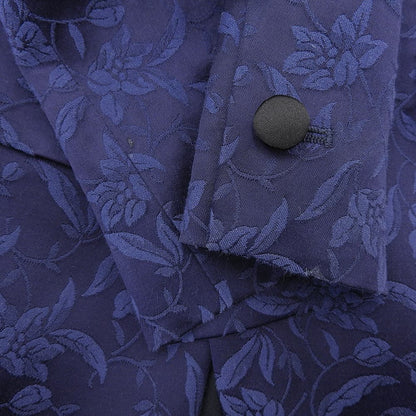 ETRO 艾特罗 花卉图案 青果领 单扣西装外套 女士 蓝色×黑色 38码 20款 夹克