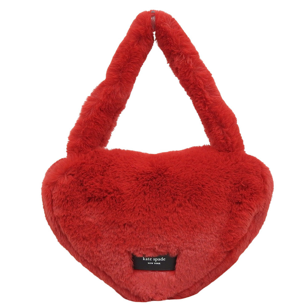 kate spade Beautiful Rubber For Faux Fur Heart Tote Tote Bag Women's Red KJ903 Tote Bag