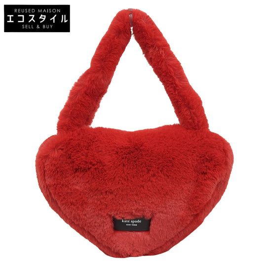 kate spade Beautiful Rubber For Faux Fur Heart Tote Tote Bag Women's Red KJ903 Tote Bag