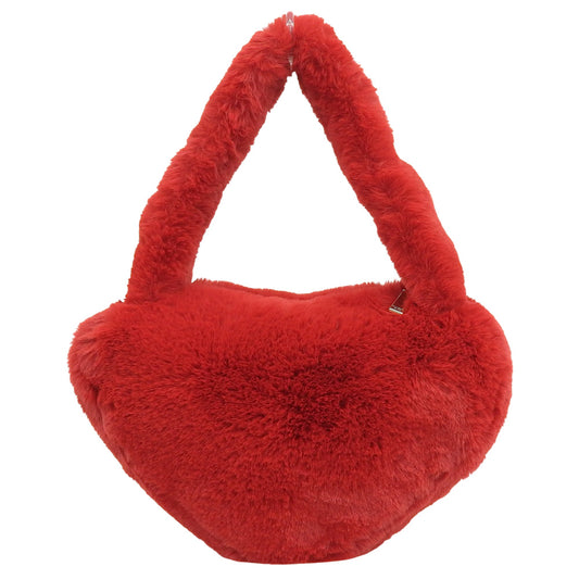 kate spade Beautiful Rubber For Faux Fur Heart Tote Tote Bag Women's Red KJ903 Tote Bag