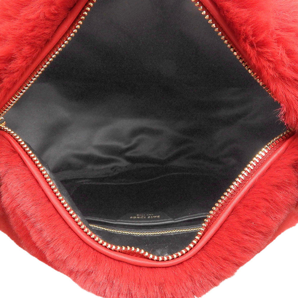 kate spade Beautiful Rubber For Faux Fur Heart Tote Tote Bag Women's Red KJ903 Tote Bag