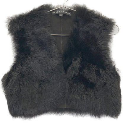 Brown Shearling Mouton Lamb Leather Fur Vest Vest XS Ladies