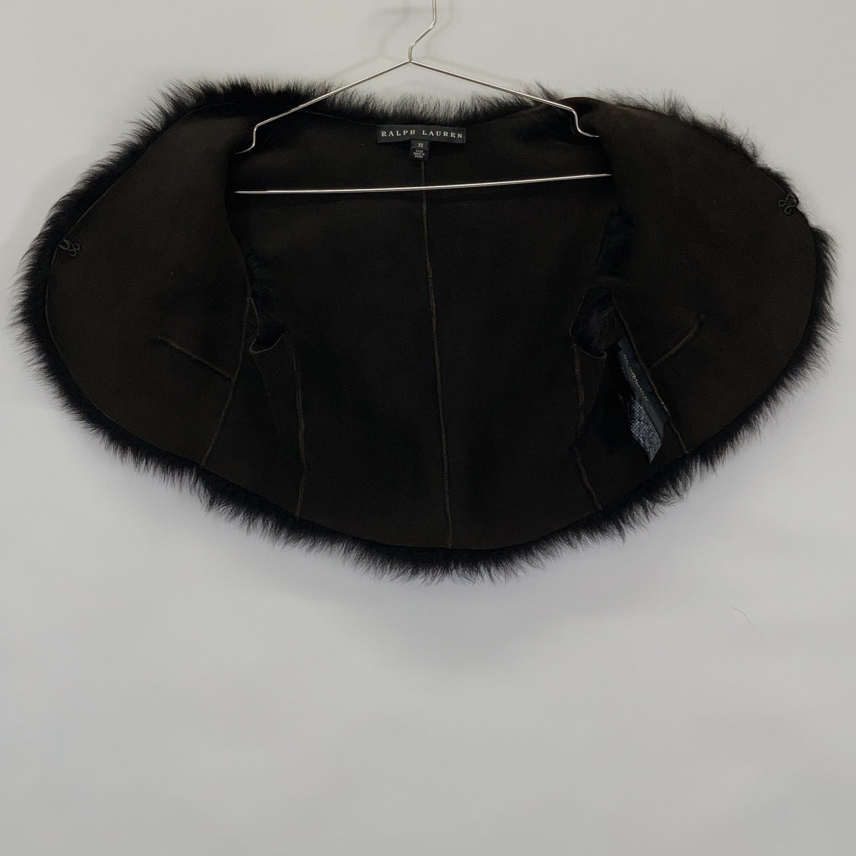 RALPHLAUREN Ralph Lauren brown shearling mouton lamb leather fur vest vest