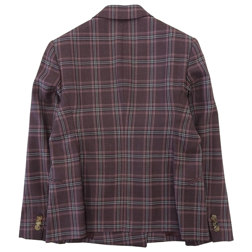 Excellent condition HOLLAND & SHERRY Tartan Check 6B Double-Breasted Jacket Women's Purple Size 40 Jacket Size 40 Women's