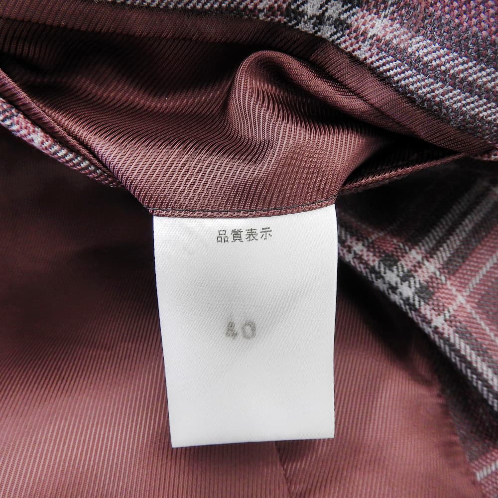 Excellent condition HOLLAND & SHERRY Tartan Check 6B Double-Breasted Jacket Women's Purple Size 40 Jacket Size 40 Women's