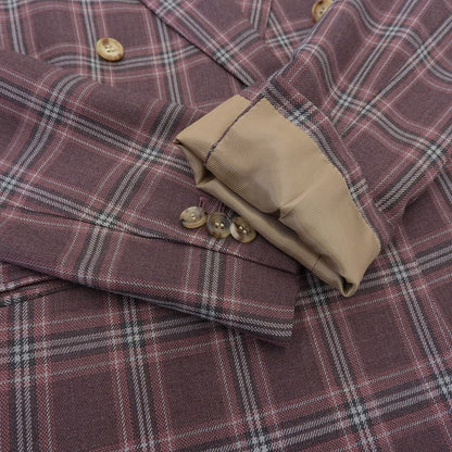 Excellent condition HOLLAND & SHERRY Tartan Check 6B Double-Breasted Jacket Women's Purple Size 40 Jacket Size 40 Women's