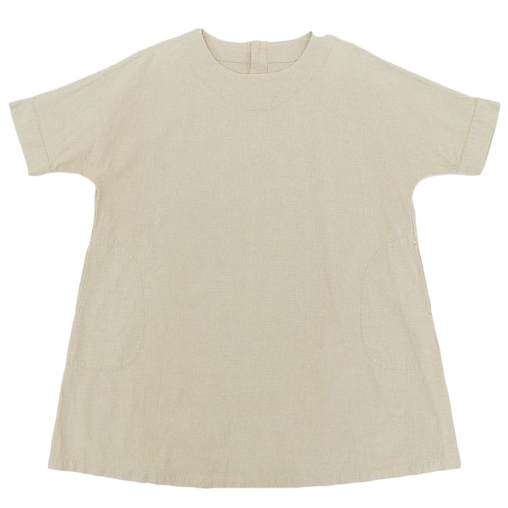 Gungendo Nene Cotton Linen Stripe Henley Neck Dress Women's Beige 17630101 Dress