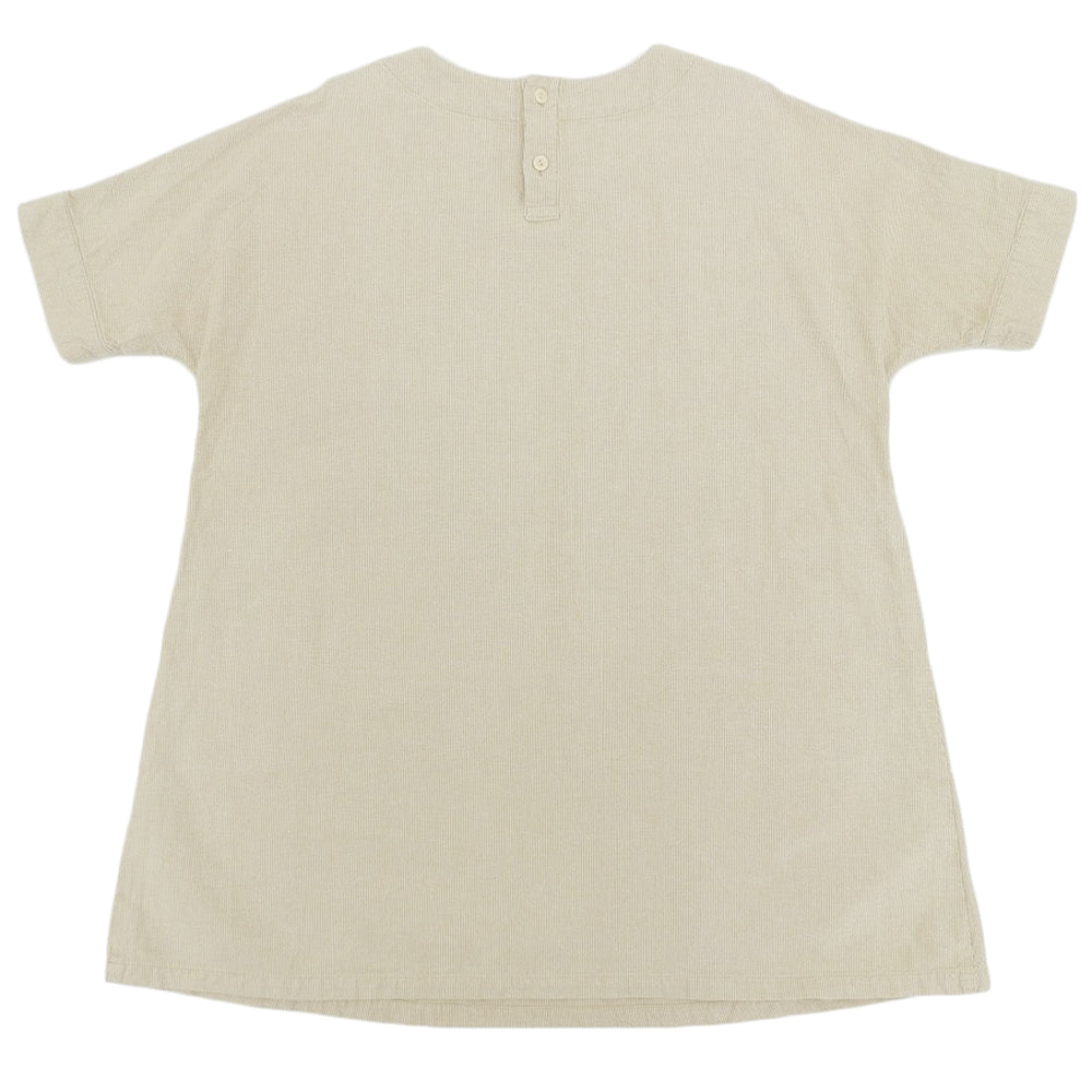 Gungendo Nene Cotton Linen Stripe Henley Neck Dress Women's Beige 17630101 Dress