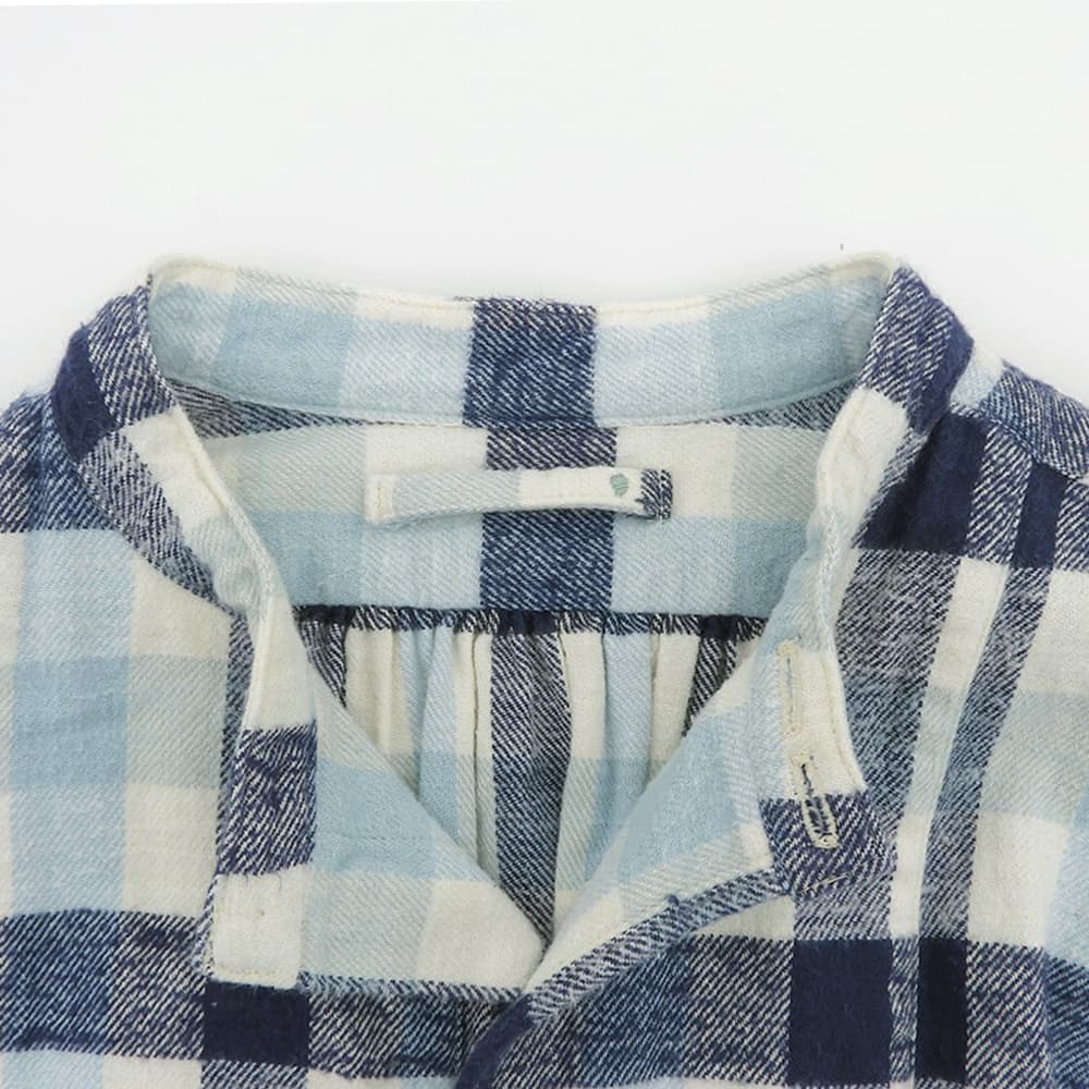 Cotton Flannel Tartan Check Half-Button Tunic Dress Women's Blue System Size 2 Dress 2 Women's