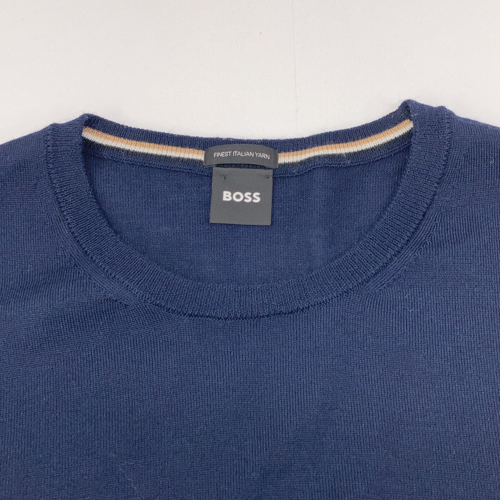 10241501 Navy Crew Neck Long Sleeve Knit Top S Men's