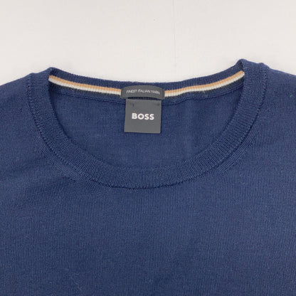 10241501 Navy Crew Neck Long Sleeve Knit Top S Men's