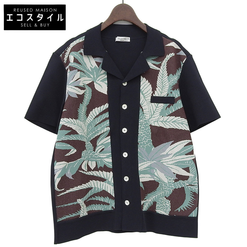 VALENTINO 华伦天奴 准新品 人造丝开领针织衫 上衣 男士 海军蓝 绿色 棕色 S MV3KP02T45W 上衣