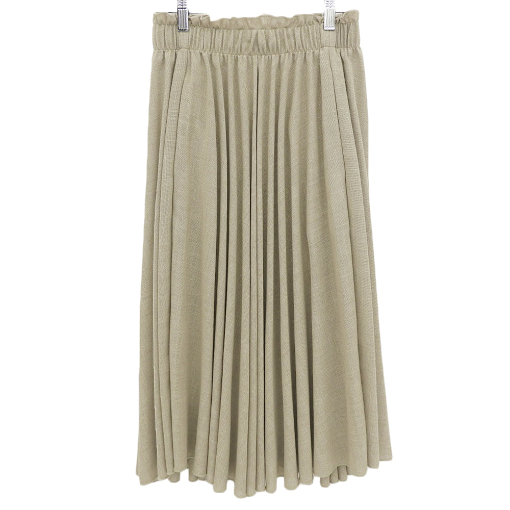 GALERIE VIE Beautiful Linen Texture Pleated Maxi Skirt Women's Beige 34 Skirt