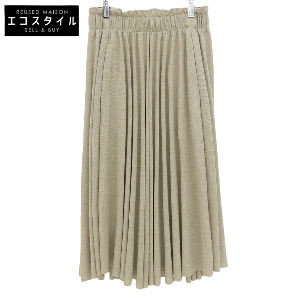 GALERIE VIE Beautiful Linen Texture Pleated Maxi Skirt Women's Beige 34 Skirt