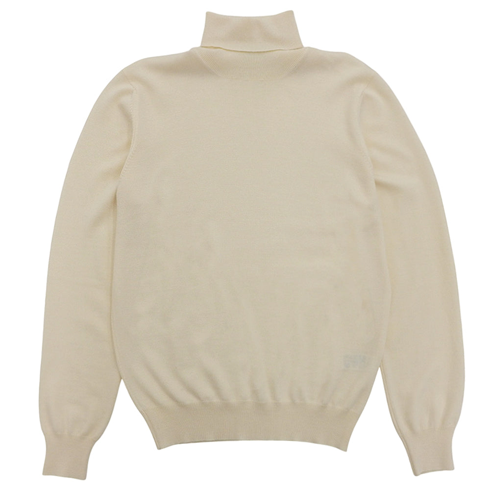 Excellent Condition 12-Gauge Wool Solid Turtleneck Knit Top Men's Ivory 48