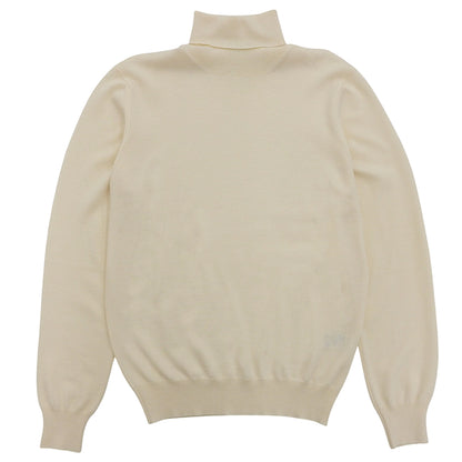Excellent Condition 12-Gauge Wool Solid Turtleneck Knit Top Men's Ivory 48