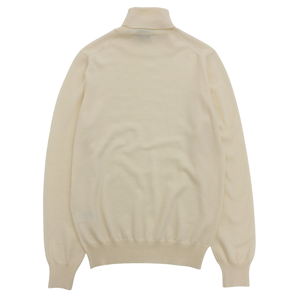 Excellent Condition 12-Gauge Wool Solid Turtleneck Knit Top Men's Ivory 48