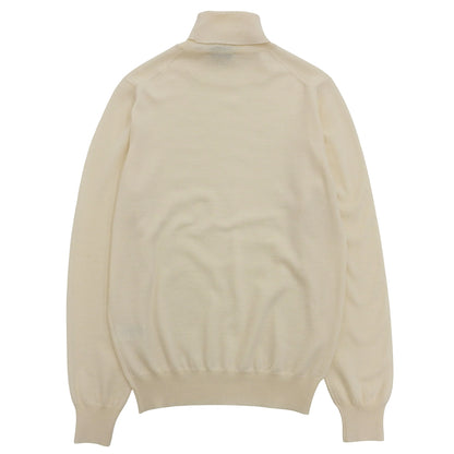 Excellent Condition 12-Gauge Wool Solid Turtleneck Knit Top Men's Ivory 48