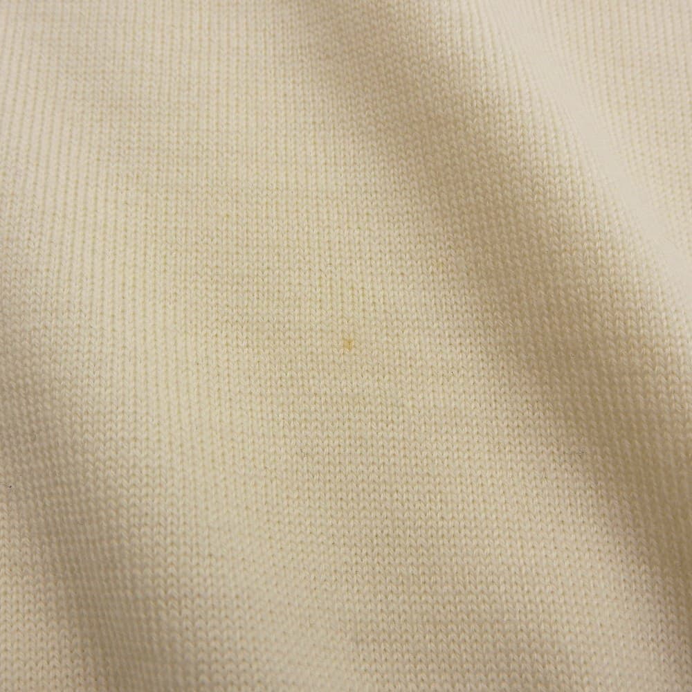 Excellent Condition 12-Gauge Wool Solid Turtleneck Knit Top Men's Ivory 48