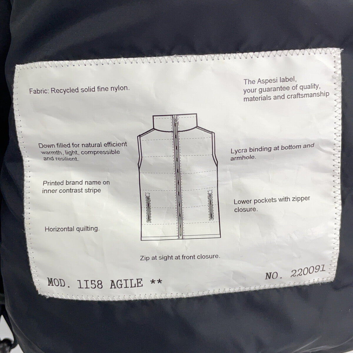 ASPESI W2I 1I58 V006 Brown × black AGILE down vest Vest