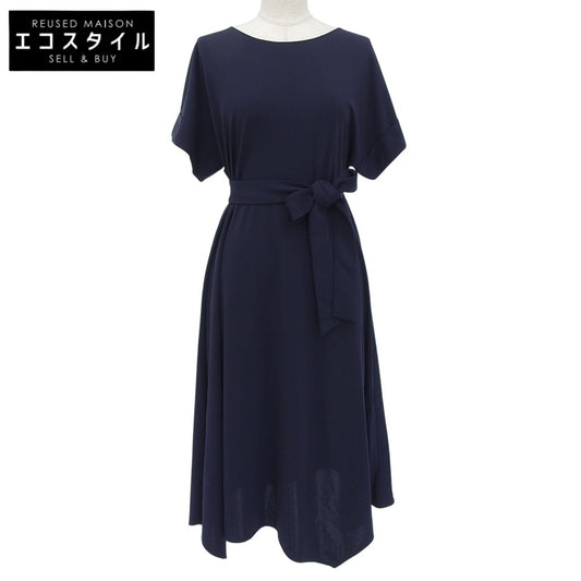 theory luxe セオリーリュクス 新品同様 ENDE DRY JERSEY リボン付き ワンピース レディース ネイビー 38 ワンピース