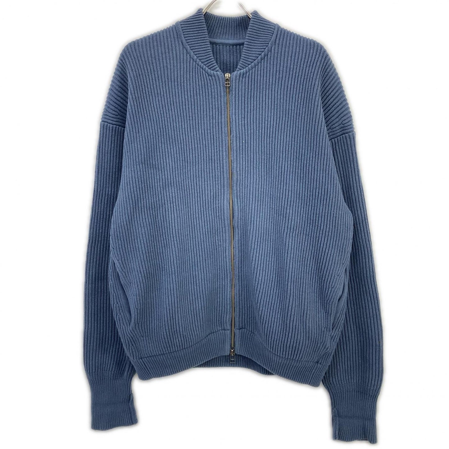 1903-011 Blue rib stitch zip cardigan top 2 men's