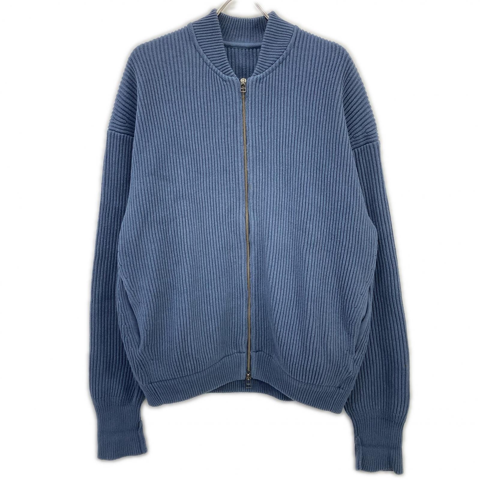 1903-011 Blue rib stitch zip cardigan top 2 men's