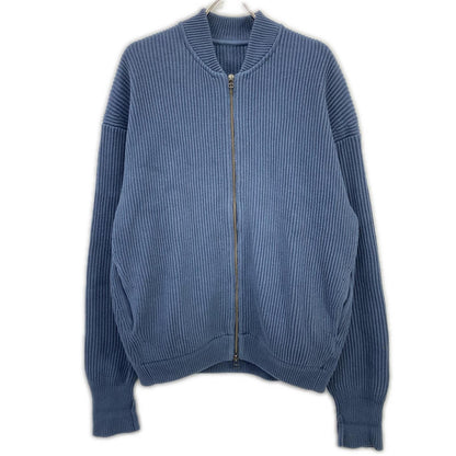 1903-011 Blue rib stitch zip cardigan top 2 men's