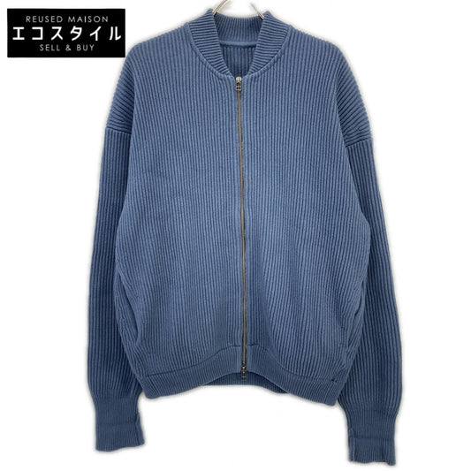 1903-011 Blue rib stitch zip cardigan top 2 men's