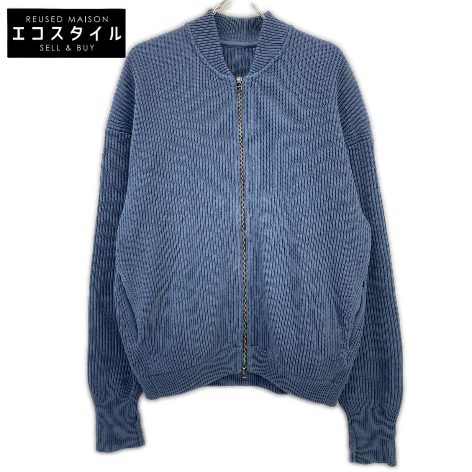 1903-011 Blue rib stitch zip cardigan top 2 men's