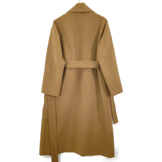 BROWN OVERLAP BELT COAT Coat M Women's