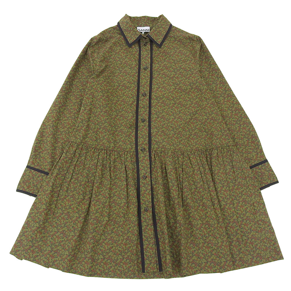 GANNI ガニー Printed Cotton Mini Shirt Dress シャツ ワンピース レディース グリーン系 36 64J10294 F8523 ワンピース