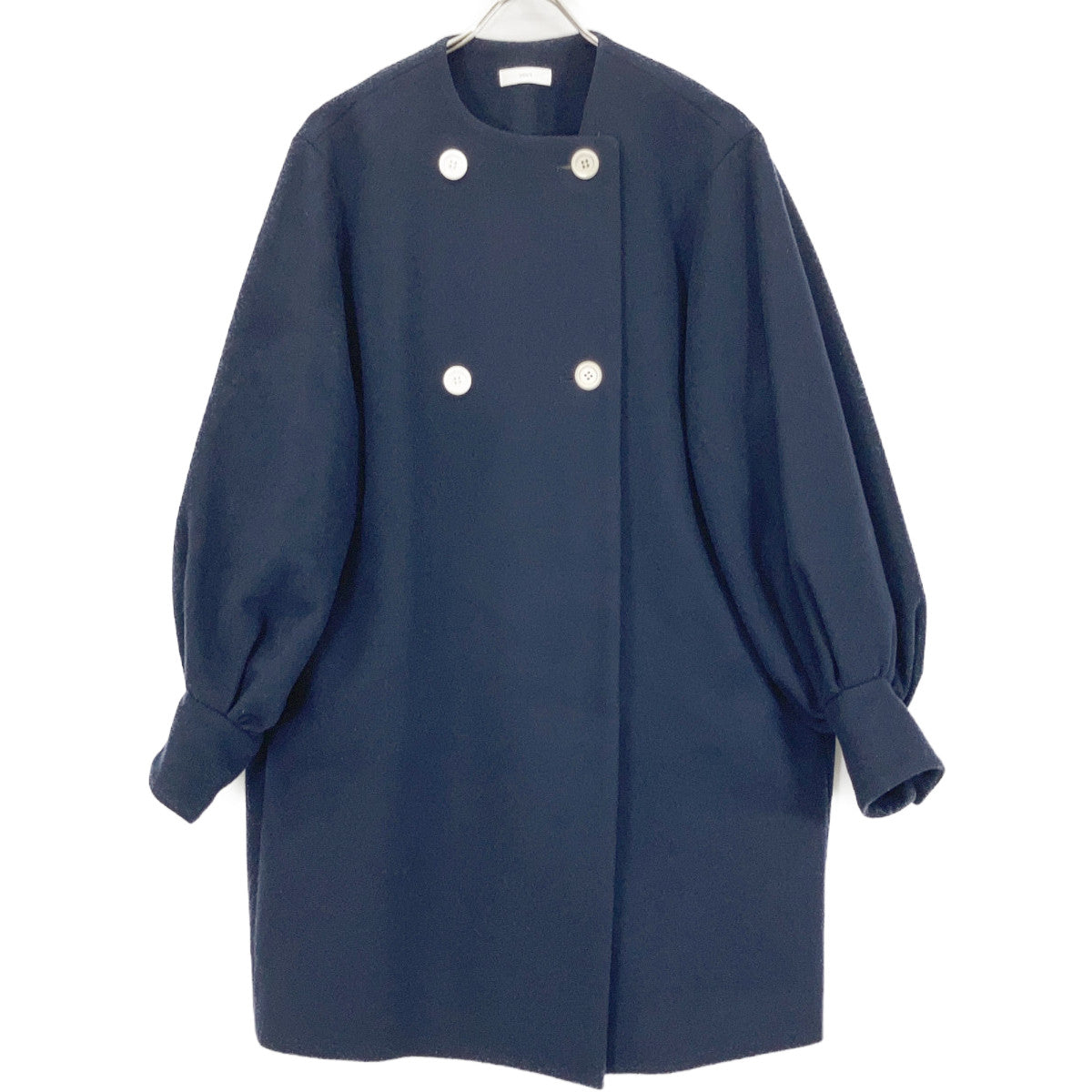 YR2125-113AW-4 Navy Double Puff Sleeve Coat Coat F Women's