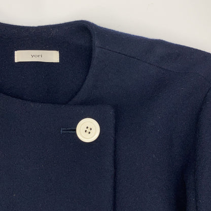 yori YR2125-113AW-4 Navy double puff-sleeve coat Coat