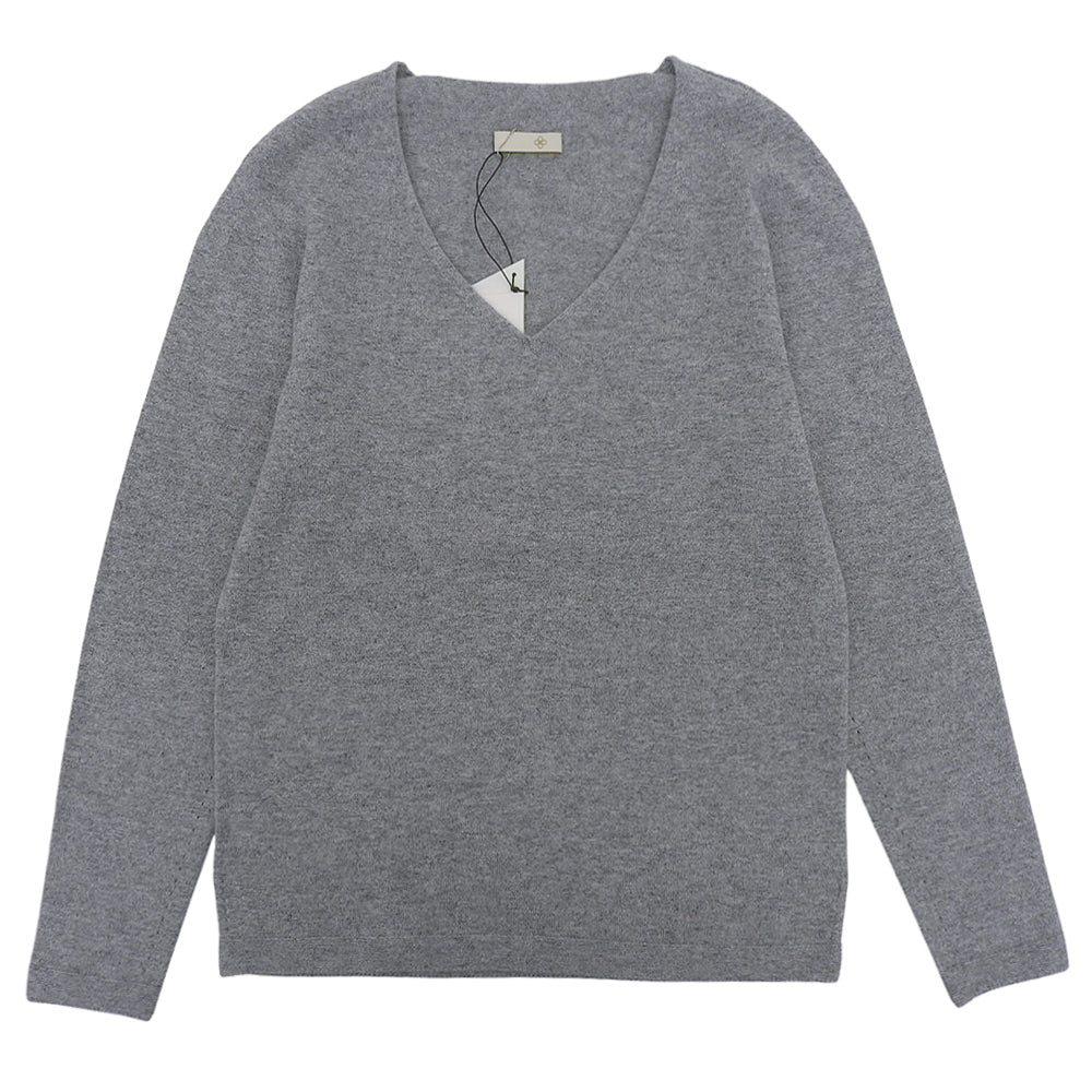 TOYOBOSHI TOYOBOSHI Like New Itoiori KIDO 100% Cashmere V-neck Knit Top Women's Gray 1 10IT-PC0011 Tops