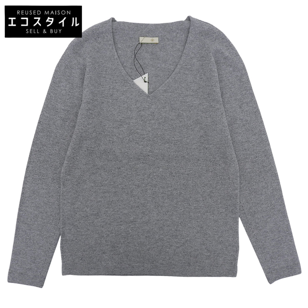 TOYOBOSHI TOYOBOSHI Like New Itoiori KIDO 100% Cashmere V-neck Knit Top Women's Gray 1 10IT-PC0011 Tops