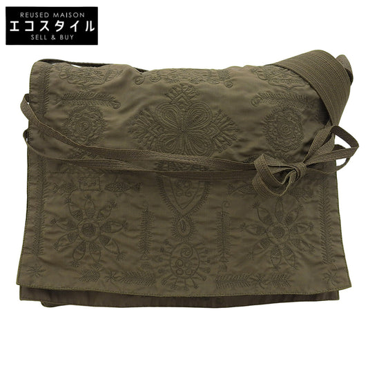 Excellent condition embroidered shoulder bag for women, khaki green shoulder bag for women