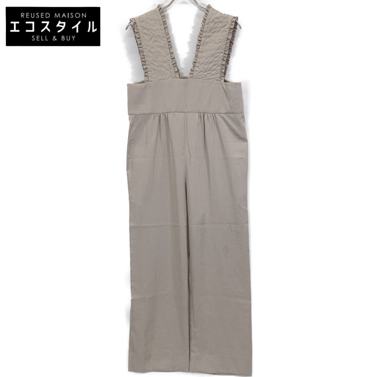 YR2224-121AW Gray Satin Frill Salopette Overalls 36 Women's
