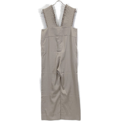 YR2224-121AW Gray Satin Frill Salopette Overalls 36 Women's