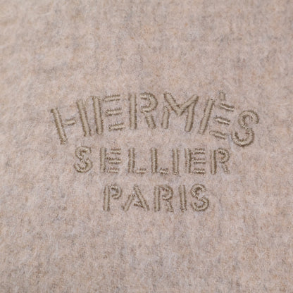 【Excellent Condition】Logo Embroidered Cashmere Fringe Scarf for Women