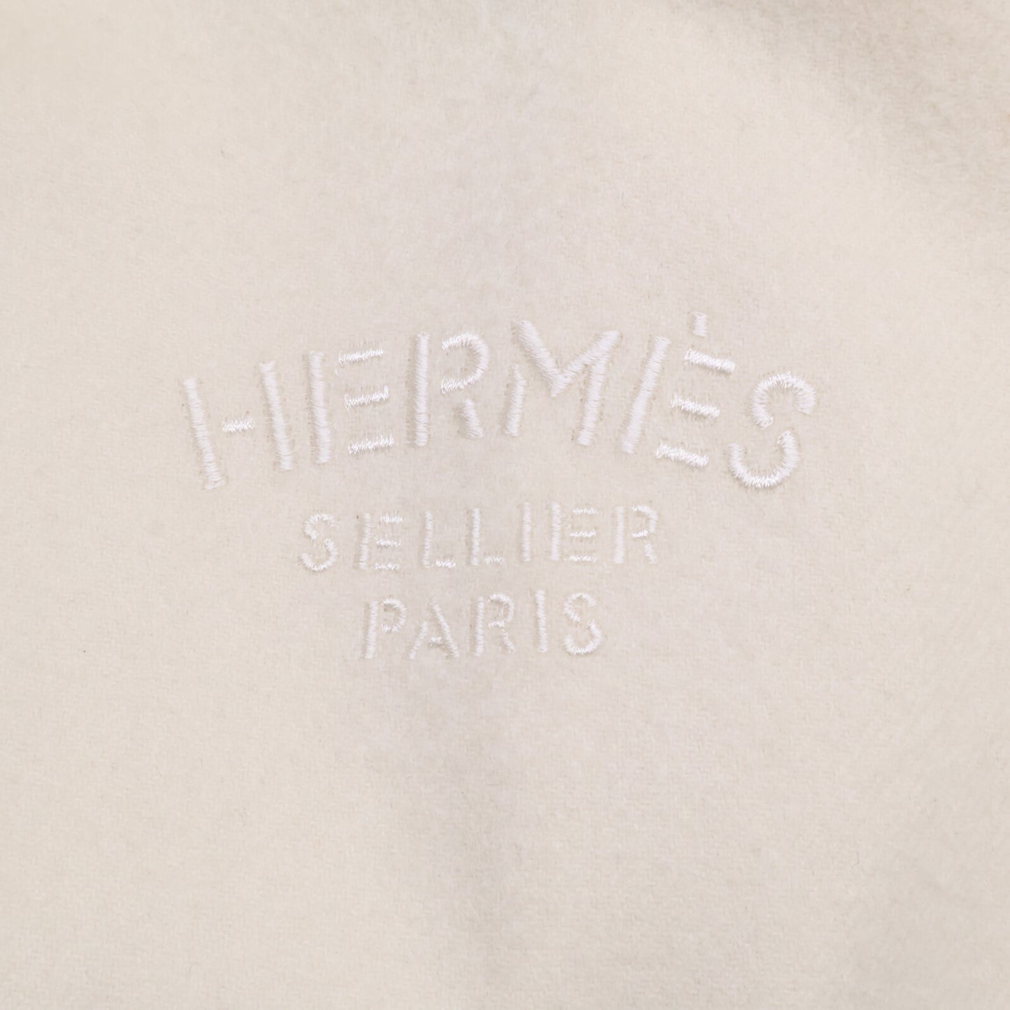 HERMES エルメス 【美品】ロゴ刺繍 カシミヤ フリンジ マフラー