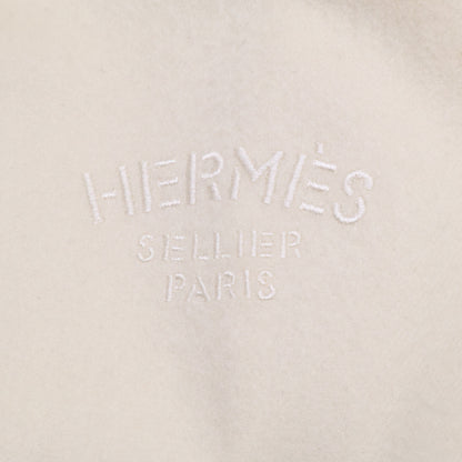 HERMES エルメス 【美品】ロゴ刺繍 カシミヤ フリンジ マフラー