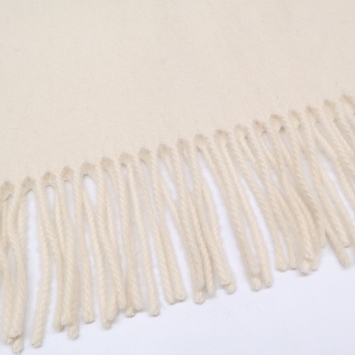 HERMES 【Excellent condition】logo-embroidered cashmere fringed scarf