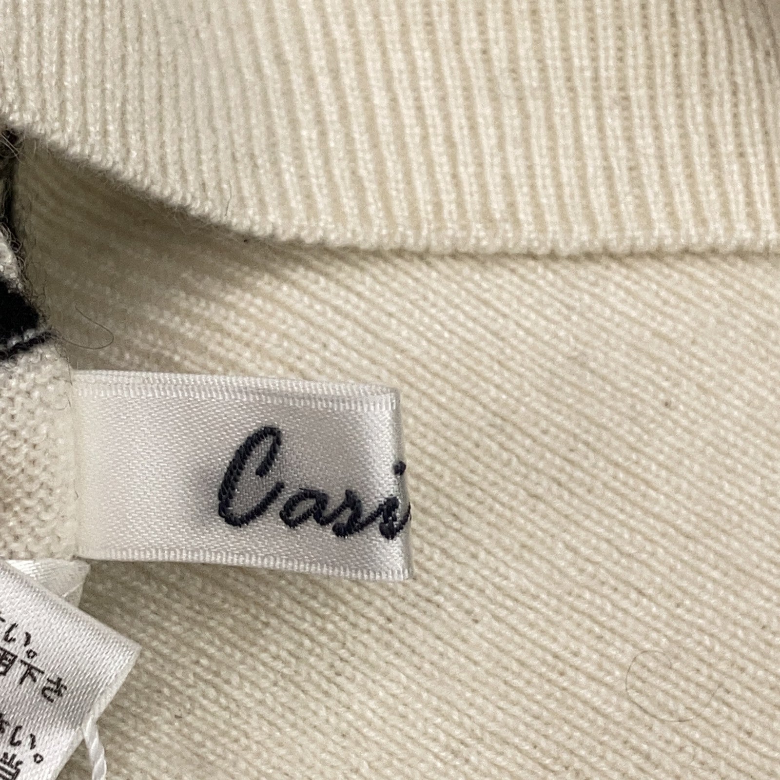 CASI-2316 White/Black Cashmere Silk Border Turtleneck Knit Top F Women's
